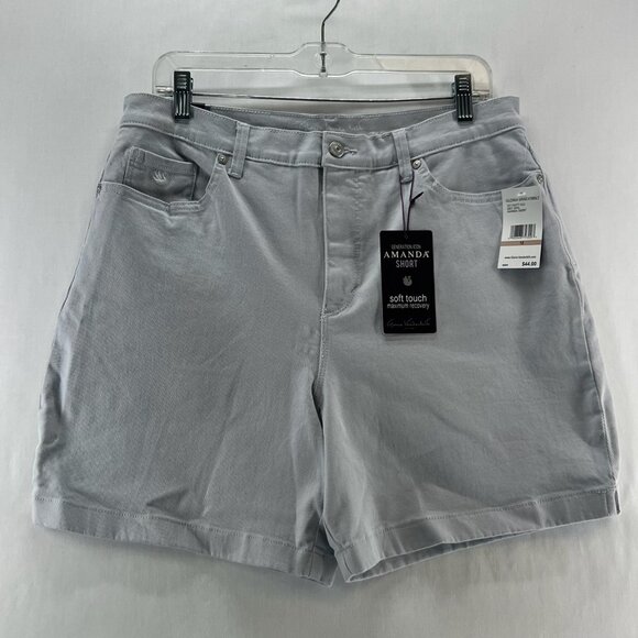 Gloria Vanderbilt Amanda Shorts Womens 12 Soft Touch High Rise Stretch Grey Opal - Picture 1 of 11